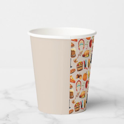 Turkije Pompoen Herfst Thanksgiving Fun Pattern Papieren Bekers (Rechts)