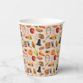 Turkije Pompoen Herfst Thanksgiving Fun Pattern Papieren Bekers (Voorkant)