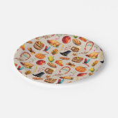 Turkije Pompoen Herfst Thanksgiving Fun Pattern Papieren Bordje (Gekanteld)