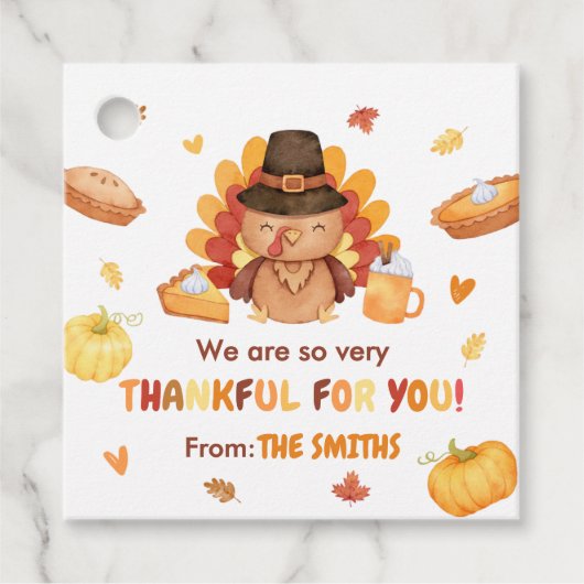 Turkije Pompoen Herfst Thanksgiving Plein Bedankjes Labels (Voorkant)