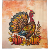 Turkije Pompoenen Thanksgiving Douchegordijn (Voorkant)