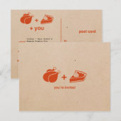 Turkije + Pumpkin Pie Thanksgiving Uitnodiging Briefkaart (Voorkant / Achterkant)