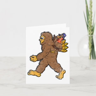 Turkije Riding Bigfoot Thanksgiving Day Funny Sasq Kaart