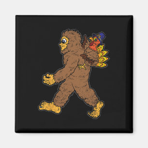 Turkije Riding Bigfoot Thanksgiving Day Funny Sasq Magneet