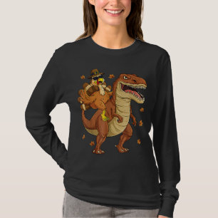 Turkije Riding Dinosaur Trex Boys Kinder Funny Dan T-shirt
