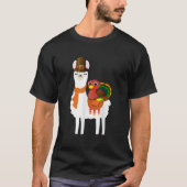 Turkije Riding llama Alpaca Pelgrim Thanksgiving A T-shirt (Voorkant)