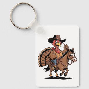 Turkije Rijden op een Paard Cowboy Turkije Thanksg Sleutelhanger