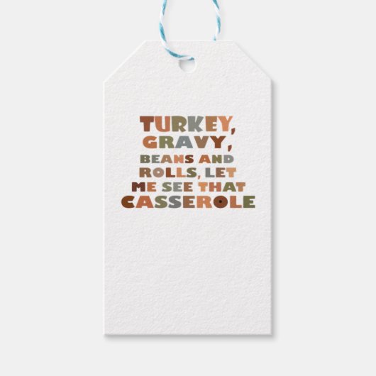 Turkije Rollen Casserole, Thanksgiving Retro Funny Cadeaulabel (Voorkant)