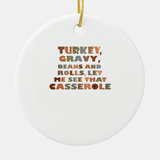 Turkije Rollen Casserole, Thanksgiving Retro Funny Keramisch Ornament (Voorkant)