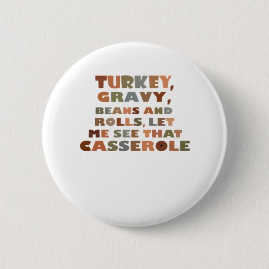 Turkije Rollen Casserole, Thanksgiving Retro Funny Ronde Button 5,7 Cm (Voorkant)