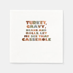 Turkije Rollen Casserole, Thanksgiving Retro Funny Servet