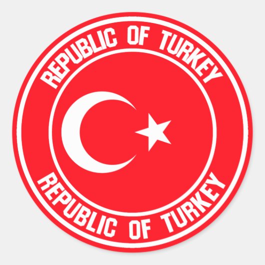 Turkije Round Emblem Ronde Sticker (Voorkant)