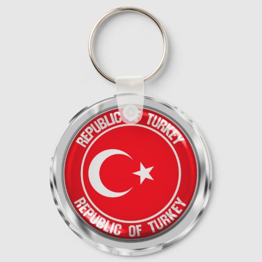 Turkije Round Emblem Sleutelhanger (Voorkant)