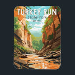 Turkije Run State Park Indiana Travel Art Vintage Magneet<br><div class="desc">Turkey Run State Park in een vectorkunststijl. Turkey Run bevat ook een systeem van paden,  Rocky Hollow Herfsten Canyon Natuur Preserve,  een hangbrug over Sugar Creek,  campings en andere recreatiegebieden.</div>