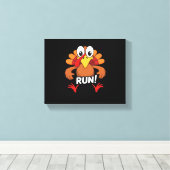Turkije Run Thanksgiving Running Classic T-shirt Canvas Afdruk (Insitu (Houten vloer))