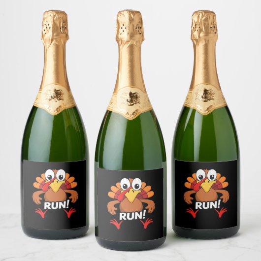 Turkije Run Thanksgiving Running Classic T-shirt Sparkling Wijnetiket (Flessen)