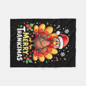 Turkije Santa Happy Merry Thanksmas Thanksgiving C Fleece Deken (Voorkant (Horizontaal))