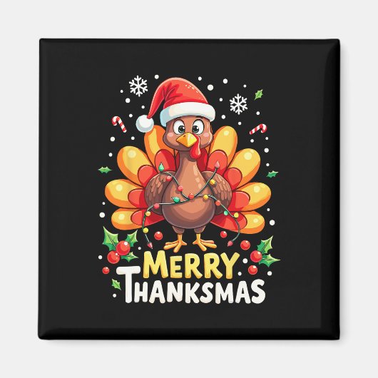 Turkije Santa Happy Merry Thanksmas Thanksgiving C Magneet (Voorkant)