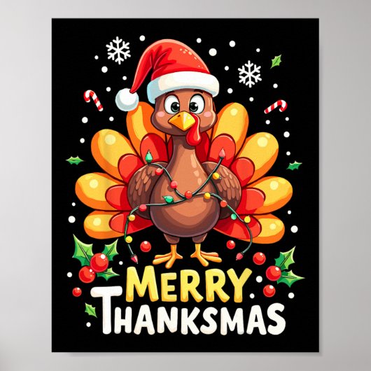 Turkije Santa Happy Merry Thanksmas Thanksgiving C Poster (Voorkant)