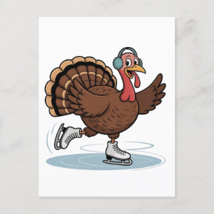 turkije schaatsen Thanksgiving gobbler Feestdagenkaart