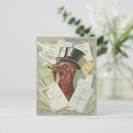 Turkije Sigaar Top Hat Thanksgiving Menu (Staand voorkant)