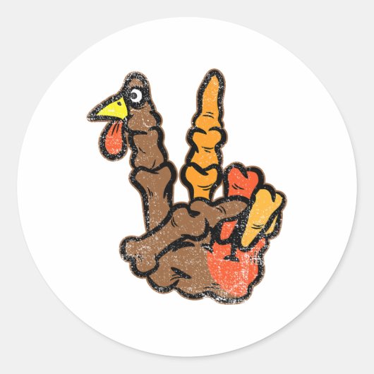 Turkije Skeleton Hand Peace Sign Thanksgiving Day  Ronde Sticker (Voorkant)