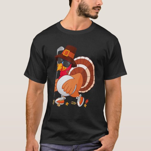 Turkije speelt Golf Thanksgiving Turkije Golf Play T-shirt (Voorkant)