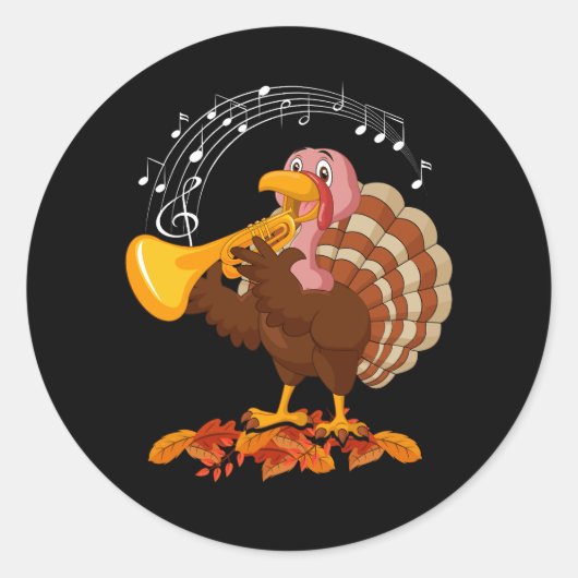 Turkije Spelen Trompet Thanksgiving Trompet Lover Ronde Sticker (Voorkant)