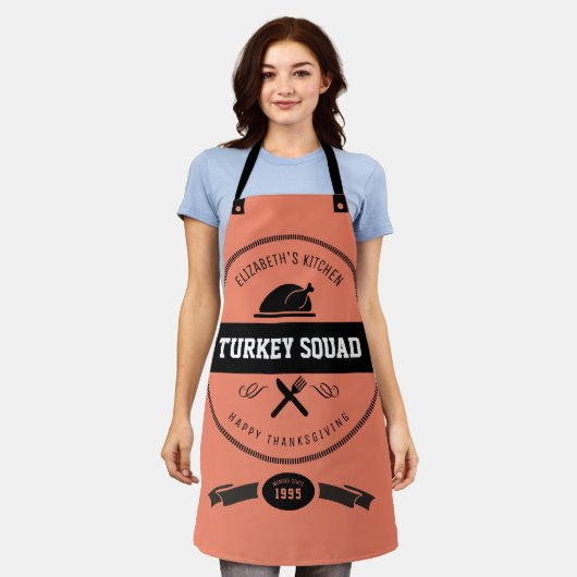 Turkije Squad Grappige Hipster Peach en Zwart Schort (Gedragen)