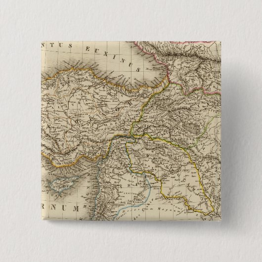 Turkije Syrië-kaart Vierkante Button 5,1 Cm (Voorkant)