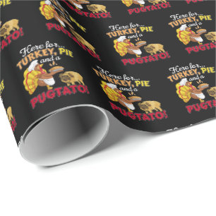 Turkije, taart en een Pugtato Thanksgiving Pug Dog Cadeaupapier