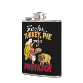 Turkije, taart en een Pugtato Thanksgiving Pug Dog Heupfles (Links)