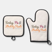 Turkije, taart en rekbare broek ovenwant & pannenlap set (Voorkant)