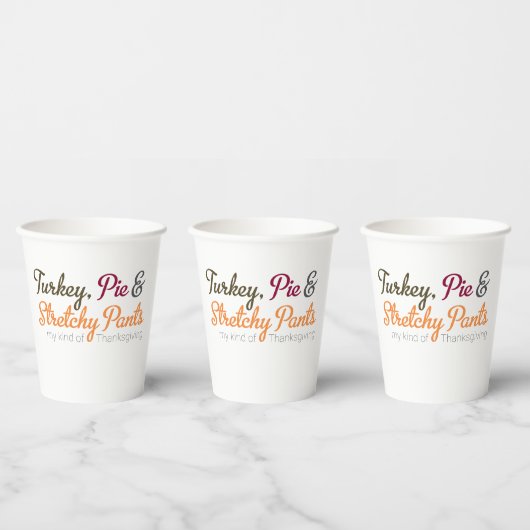 Turkije, taart en rekbare broek papieren bekers (Multi)