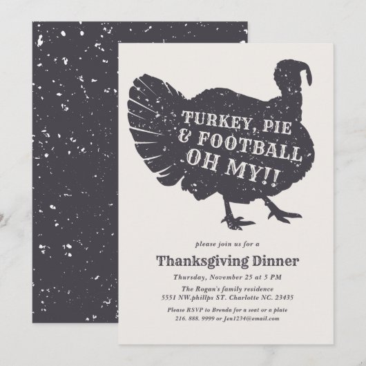 Turkije Taart Football Oh My! partij van de Thanks Kaart (Voorkant / Achterkant)