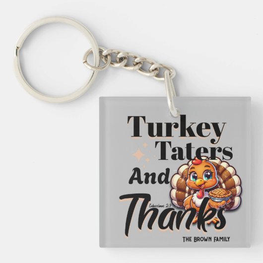 Turkije Taters en Bedankt - Kolossenzen 2:7 Sleutelhanger (voorkant)