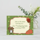 Turkije Thanksgiving 1e Verjaardag Uitnodigen voor Kaart (Staand voorkant)