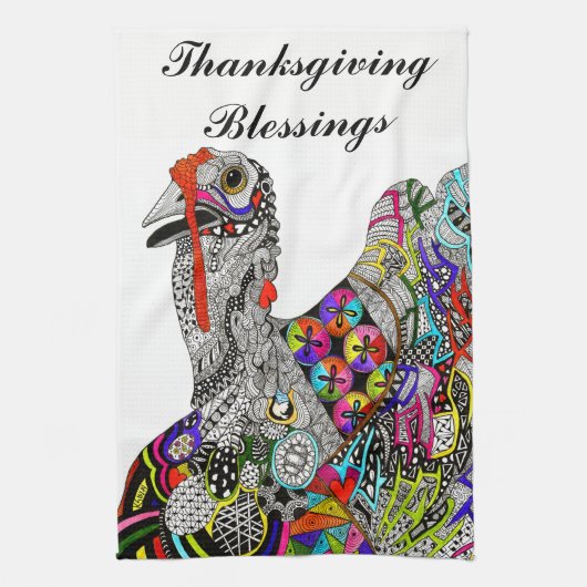 Turkije Thanksgiving Blessings Keuken Handdoek (Verticaal)