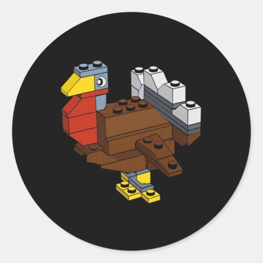 Turkije Thanksgiving Block Brick Building Master B Ronde Sticker (Voorkant)