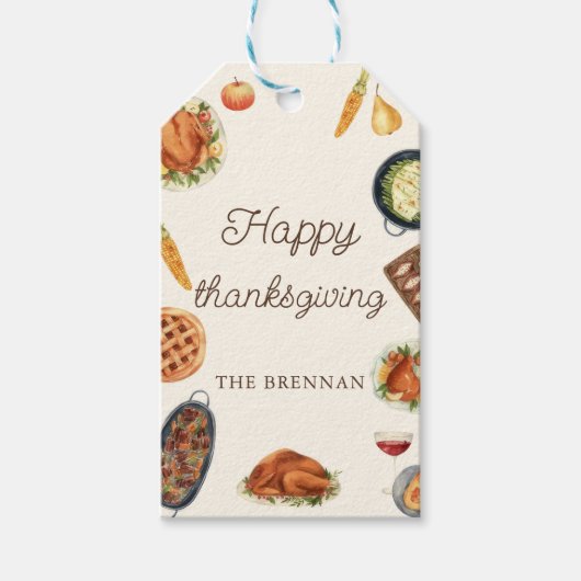 Turkije Thanksgiving Diner Cadeau Labels Cadeaulabel (Voorkant)