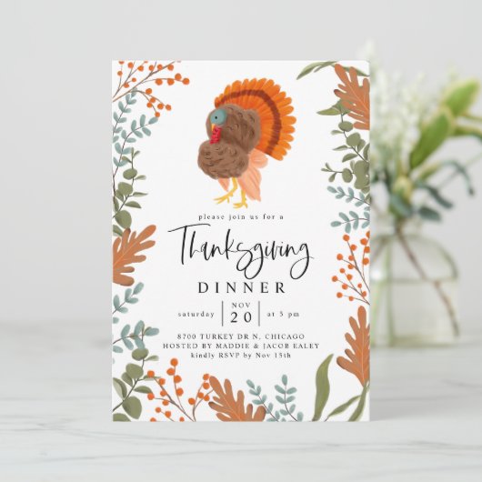 Turkije Thanksgiving Dinner Party Kaart (Staand voorkant)