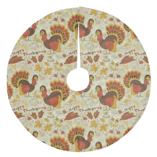 Turkije Thanksgiving Herfst herfstpatroon Fleece Kerstboom Rok (Voorkant)