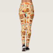 Turkije Thanksgiving Herfst Pie Bier Pompoen Patro Leggings (Achterkant)