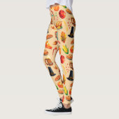 Turkije Thanksgiving Herfst Pie Bier Pompoen Patro Leggings (Links)