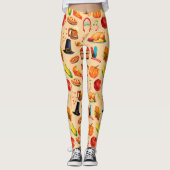 Turkije Thanksgiving Herfst Pie Bier Pompoen Patro Leggings (Voorkant)