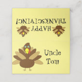  Turkije Thanksgiving Place Card Plaatskaartje (Buitenkant ongevouwen)