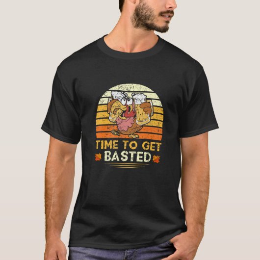 Turkije Thanksgiving Tijd om Basted Dinner Prem te T-shirt (Voorkant)