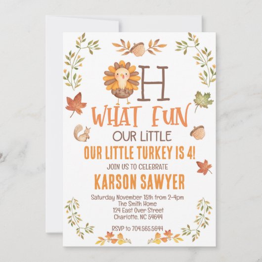 Turkije Thanksgiving verjaardagsuitnodiging, herfs Kaart (Voorkant)