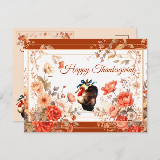 Turkije Thanksgiving wenst Feestdagenkaart (Voorkant / Achterkant)