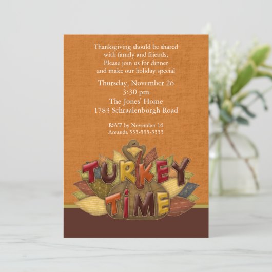 Turkije Time Thanksgiving Dinner Invision Kaart (Staand voorkant)